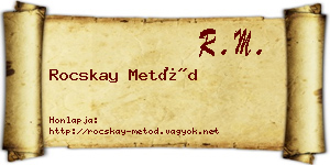 Rocskay Metód névjegykártya